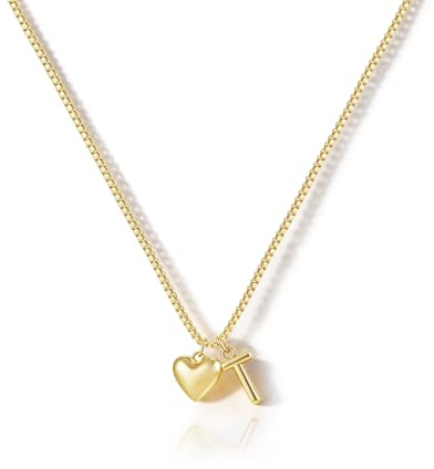 HANLI Gold Herz Buchstaben Halskette Damen Namenskette Namen Kette Mit Kleinem Herz Buchstaben Anhänger Personalisierte Initial Kette Für Damen Mädchen Beste Freundin Geschenk Schmuck