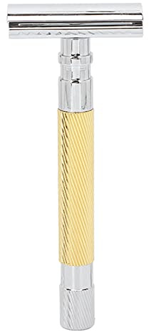 Doppelte Sicherheitskante mit langem Griff aus Zinklegierung Handrasierer ohne Klinge (Gold)