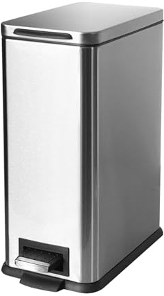 JM ·YIPENG Kitchen Bin, 30L Bin, Bathroom Bin with Lid, Slim Pedal Bin | 30L Stainless Steel Pedal Bin with Inner Bucket, Large Rubbish Bin with Soft Close Lid, for Kitchen, Living Room and Office