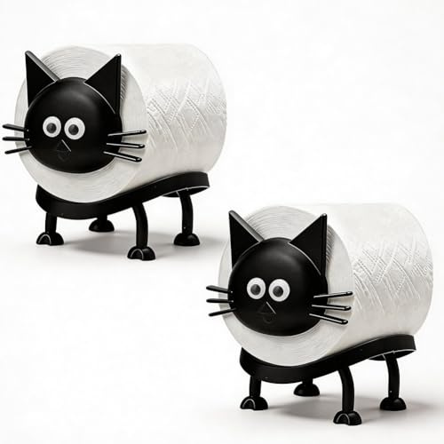 2/3 PCS Toilettenpapierhalter mit Katze, Katzen-Toilettenpapier Aufbewahrung, Lustiger Toilettenpapierhalter Katze Schwarz für Toilettenpapier, Klopapierhalter oder als Geschenk