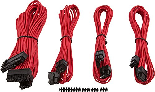 Corsair CP-8920145 Premium PSU Cable Kit, Individually Sleeved Cables, Starter Package, Red