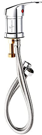 Salon Shampoo Bowl Faucet Chrome, 1/2 NPT, 19.68 Hose, Hot & Cold