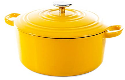 BK Cookware German Enamelled Iron, 24 cm/4.2 Litre Dutch Oven Casserole Dish with Lid, Induction, Dishwasher & Oven Safe, Sunny Yellow