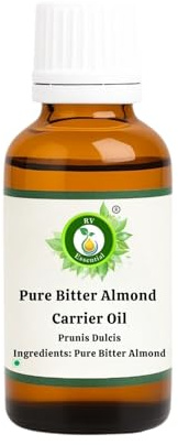 R V Essential Huile de porteur de amande amère pur 10ml (0.338oz) - Prunis Dulcis (100% pur et naturelle pressée à froid) Pure Bitter Almond Carrier Oil