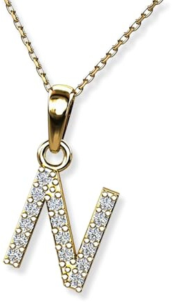 LillyMarie Damen 333 Gold Buchstaben-Anhänger Hals-Goldkette 333 klar längen-verstellbar Schmucketui Geschenk für Frauen