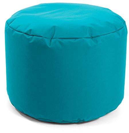 mokebo® Outdoor Pouf, Hocker 60x40cm in Blau, Türkis für Balkon & Garten 'Der Ruhestifter' Sitzhocker rund, Bodenkissen, Fußhocker, Sitzpouf, Puff & Beistelltisch mit EPS-Perlen Füllung