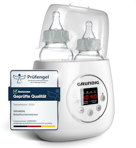 Grundig Flaschenwärmer Baby Fläschchenwärmer 3in1 - Anti Bauchweh Automatik für 2 Flaschen I Babykostwärmer mit Reise Sterilisator für Babyflaschen Gläschenwärmer Warmhalter baby bottle warmer