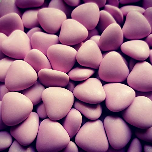 Herzdragees helllila 1 kg - Gastgeschenk Hochzeit Bonboniere Candy Bar Give Away - Schokoherzen lila Schokoladenherzen Schokolinsen Herz Schokodragees - Alternative zu Hochzeitsmandeln