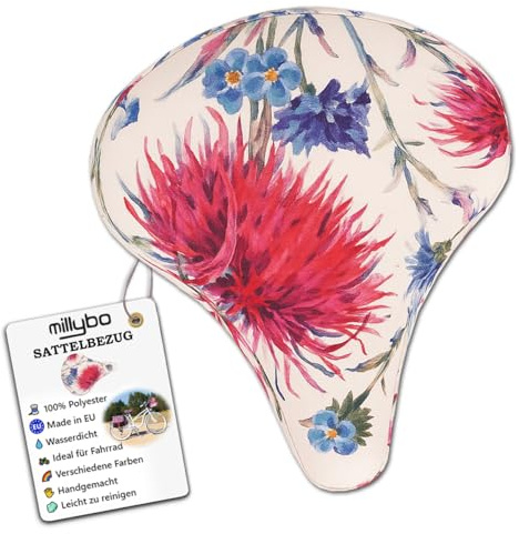 millybo Fahrradsattel Sattelbezug Fahrrad Sattelüberzug Sattel-Überzug Blumenmuster Blumen