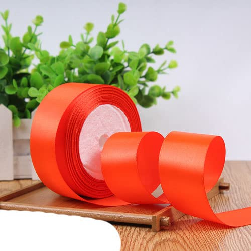 25 yards/Rotolo 6mm Nastri di Raso per la Cerimonia Nuziale Festa di Compleanno Confezioni Regalo Natale Halloween Festival Forniture Artigianato FAI DA TE Nastro-Arancio Fluorescente,15mm