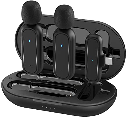 Handy Mikrofon Mini,Gimpro MC1X(C) 2.4GHz【Type-C】 2TX&1RX Lavalier Mikrofon mit 3 Modus Denoise und Ladekoffer für Andriod Telefon Vlog Interview YouTube,Drahtloses-Lavalier-Mikrofon-USB-Smartphone