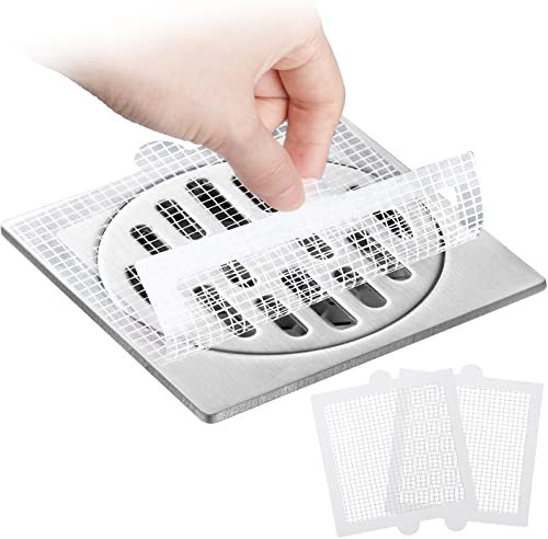 GeeRic 30PCS Filtro di Scarico a Pavimento Usa e Getta, Coperchio Doccia, Bagno, Cattura Capelli, Adesivi Protezione per Cucina,Vasca,Bagno Qiquadro