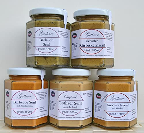 Original Gothaer Senfsortiment 5 Gläser mit 180ml # Set 6