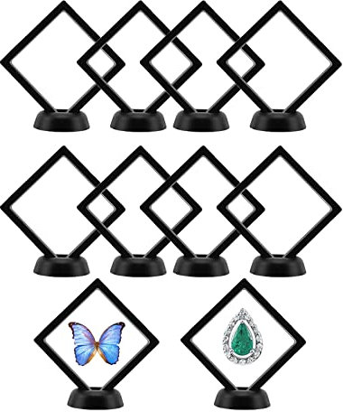 schweberahmen, 3D-Ausstellungsbox für Münzen, Schmuck, Halsketten, Ohrringe, Steine, PET-Aufhängung, Schmuckvitrine (7 x 7cm)