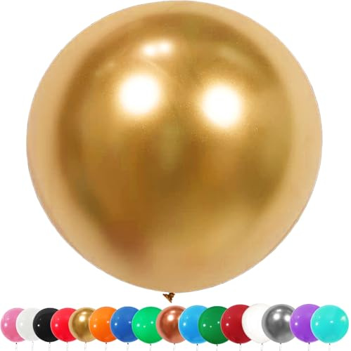 Lot de 6 Ballons Géants en Latex 90cm Or - Décorations pour Fête, Anniversaire, Mariage, Baptême, Noël, Carnaval, Cérémonie (36 Pouces)