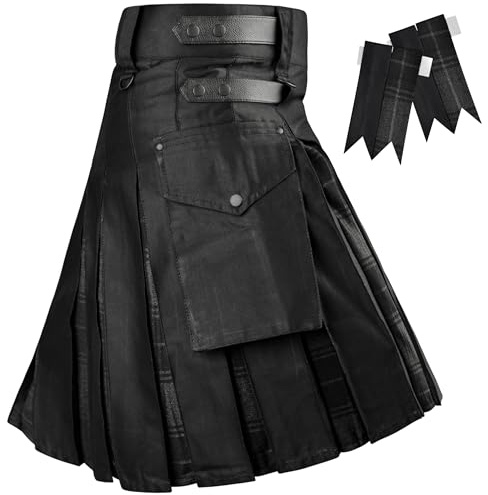 Gonne Kilt Ibride Utilitarie per Uomini, Kilt Tradizionale Scozzese con Lampeggiamenti, 30-32