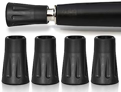 KAPSING 4 Stück Walking stöcke gummipuffer, 2 Paar Ersatz Gummi Puffer 12mm, Schwarz