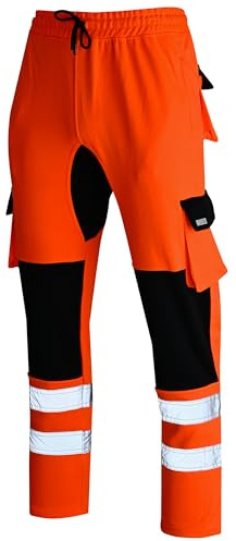 MS9 Mens Hi Viz Vis High Visibility Fleece Cargo Work Trousers Joggers H10