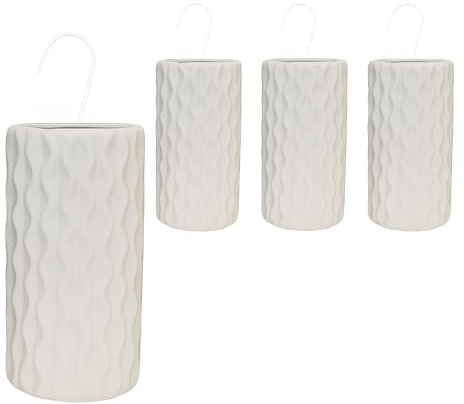 Virsus 4 Evaporatori d'acqua per termosifoni in Ceramica 9039, misura 8x3,5x18 cm, Umidificatore con motivo a onda e gancio a forma di S (Bianco)