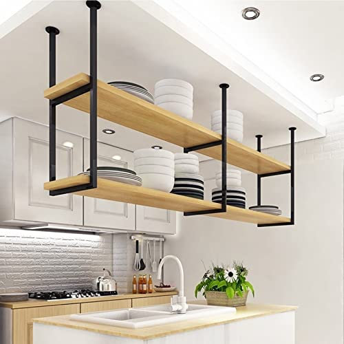 Portabottiglie Portabottiglie da Soffitto per Garage Portabottiglie, Portabottiglie da Vino sospeso in Legno Loft Portabicchieri da Vino, Mensole Sospese da Parete Nere con Portafi