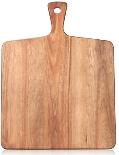 Gtencemen Stor akacia trä skärbräda med handtag trä Charcuterie-bräda kök skärblock för kött ost grönsaker bröd frukt serveringsbrädor trä slaktblock snideribräda, 43 cm x 33 cm