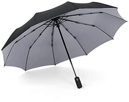 ATMRC Taschenschirme 10K Doppelschichtiger, winddichter, vollautomatischer Regenschirm, dreifach faltbarer kommerzieller großer, langlebiger Rahmen (Farbe: Grau) Regenschirme