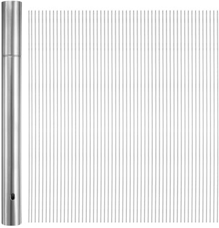 sourcing map Lot de 100 brochettes rondes en acier inoxydable réutilisables avec tube de rangement pour viande, crevettes, fruits, légumes - 30 cm x 2,8 mm