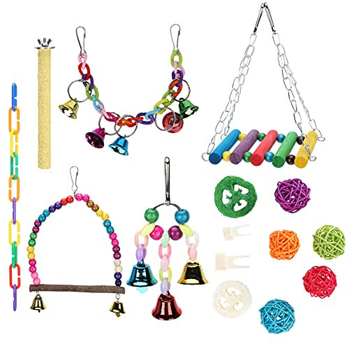 Giocattolo da Appendere per Morsi di Uccelli, Mantieni i Piedi Sani, Altalena per Uccelli con Forchette da Frutta per la Casa degli Uccelli