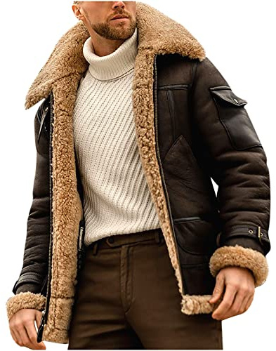 Giubbotto Invernale Uomo Pelle Stile Vintage Giacca Moto Impermeabile Giacca Tuta Elegante Giubbotto Leggero Sportiva Giacca Calda Uomo Trekking Casual Winter Jacket Men Cappotto Softshell Antivento