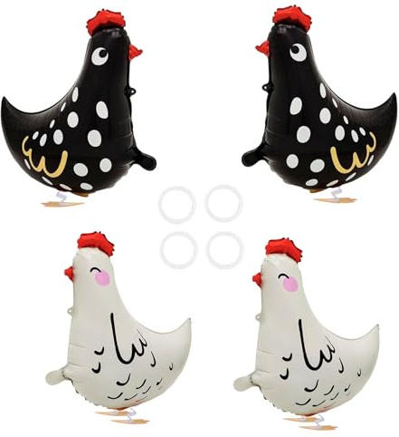 YILANJIN 4 Stück Huhn Folienballons, Gehballon Tier für Bauernhofparty Deko