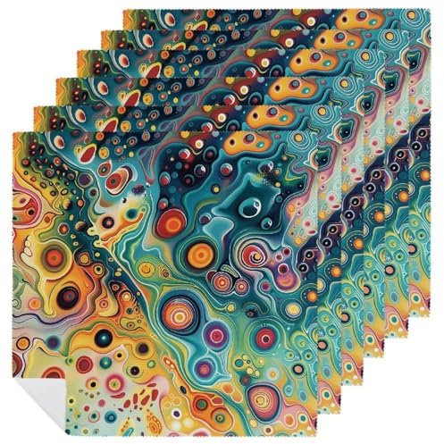 Stoffservietten, 6 Stück, 47 x 47 cm, bedruckt, waschbar, Polyester-Servietten, bunt, flüssig, für Weihnachten, Thanksgiving, Hochzeiten