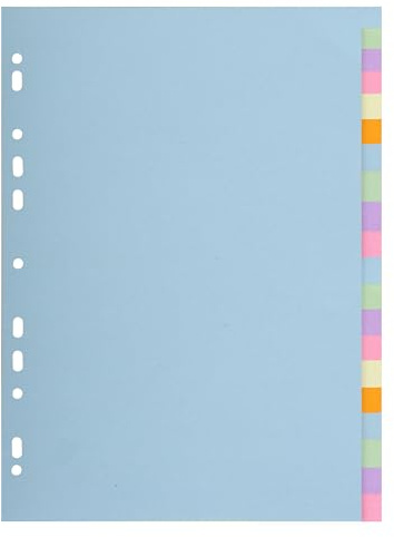 Exacompta - Ref. 2620E - 1 Forever 170g/m2 pastellkartong med 20 neutrala flikar - A4-format - mått 22,5 x 29,7 cm - assorterade pastellfärger