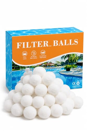 1,5 lbs Pool-Filterbälle für Sandfilter, wiederverwendbare Pool-Sand-Filterbälle, effiziente Pool-Faser-Filterbälle, blaue Filtermedienbälle für Pool (entspricht 55lbs Pool-Filter-Sand) (700g, Weiß)