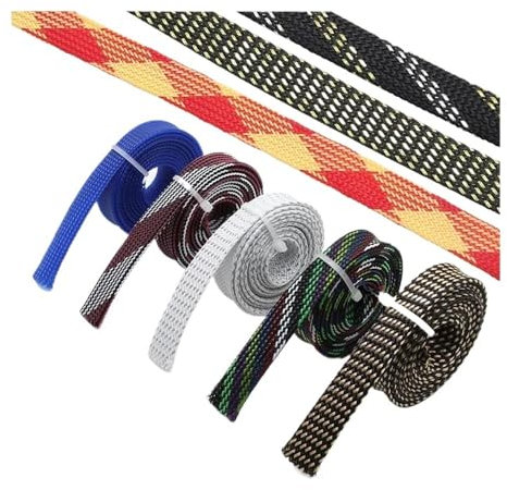 UYFRD Guaina per cavi espandibile in PET da 2 mm ~ 40 mm, stretta, intrecciata, ad alta densità, isolante, protegge il filo avvolgente (croce BK UV GN YL, 40 mm _ 1 metro)