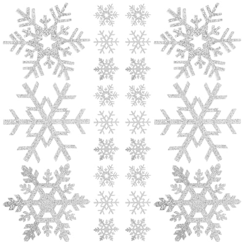 PartyKindom 30 StüCk Schneeflocken AufnäHer Zum AufnäHen Und AufbüGeln FüR Diy Kleidung Dekoration Handgemachte Applikationen FüR Winter Kleidung HüTe RucksäCke