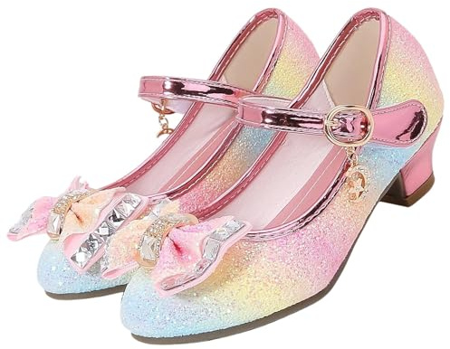 ZOUPREME Zapatos Princesa Brillantes para Niñas Baile Vestir de Tacón Bajo | Zapatos de Baile Vestir de Tacón Bajo Sandalias elegantes