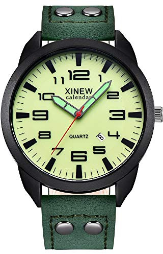 Analoga armbandsur armbandsur datum avslappnad herr kvarts läder herrklocka landklockor för män, D, En storlek