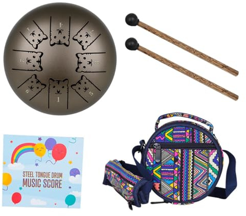 WEKADRIN Steel Tongue Drum Edelstahl Zungentrommel für Meditation Yoga Musikunterricht Robustes Percussion Instrument mit Klarem Klang Geeignet für Anfänger und Kleinkinder Tiger