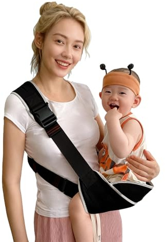 Cyberwork Tragetuch baby neugeboren, Babytrage, Hüfttrage baby, Für Babys von 0 bis 48 Monaten, Kleinkinder bis 15kg（Schwarz）