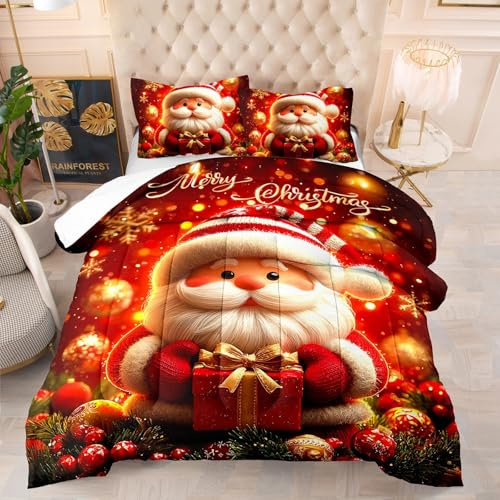 Relleno Nordico Cama 180 Bola De Papá Noel Relleno Nordico 4 Estaciones Cómodo Transpirable Duvet con Fundas de Almohada Edredon Cama 180 Suave Lavable Edredón Nórdico 228x228 cm