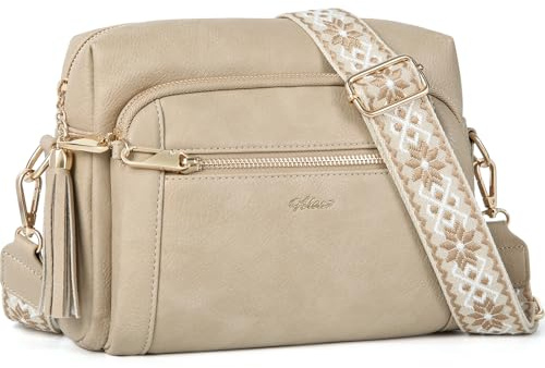HILAEX Umhängetasche Damen Anti Diebstahl, Handtasche Damen Mittelgroß | mit 4 Fächern, mit Verstellbar Abnehmbar Breiter Gurt