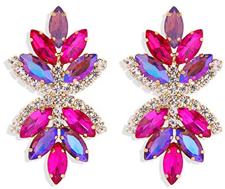 LYGBAOFUL Blinkande färgade glasörhängen Imiterade diamantörhängen Retrostil imiterade diamantörhängen Bladörhängen Handgjorda smycken för kvinnor Mode/D