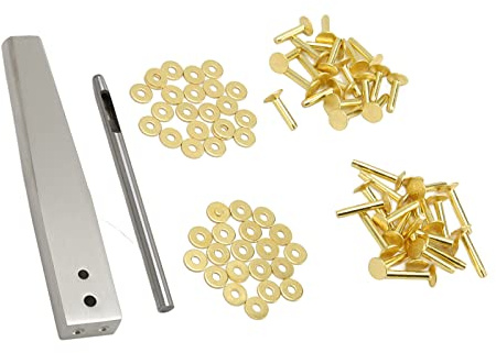 Dioche Rivetto in Rame Rame Kit di Bave per Rivetti in - Rivetti Antiruggine con Incastonatori per Lavorazione Fai da Te in Pelle - Ideale per Cinture, Borse e Progetti su Tela (plastica,
