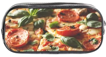 HUIopq 3D pizza pepperoni tryck klar penna för resor kontor transparent kontorsmaterial organisering påse förvaringsväska