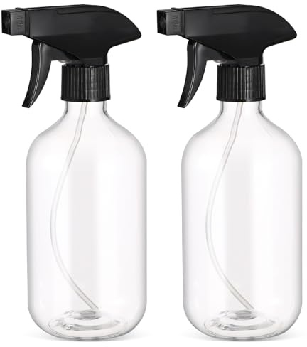 TOVINANNA Flaconi Spray di Plastica Ricaricabili 500ml Trasparenti, Set da 2 Bottiglie Spray per Pulizia Multiuso Bocca Larga, Irrigatori Compatti per Casa, Ufficio e Cura Animali