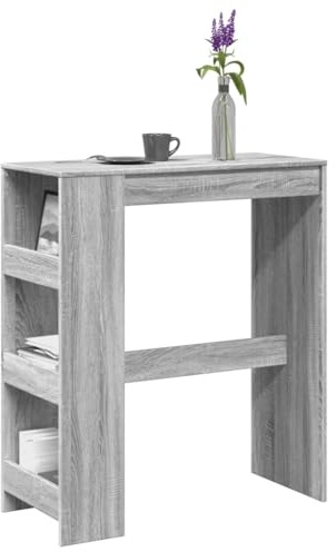 Pyvara Bbord med hylla grå Sonoma trämaterial 90 x 40 x 103,5 cm, 3 hyllor, 70 kg lastkapacitet, mångsidigt köksbord och matbord för vardagsrum och matplats