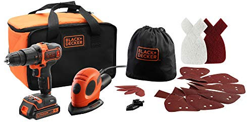 Black & Decker BDK200AS1S-QW Schwarz + Decker Kit BDK200AS1S-QW-Bohrmaschine Mouse-Zubehör und Tasche