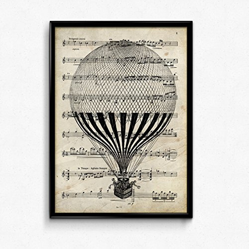 Nacnic Lamellen Vintage mit Noten. Illustrationen auf Folien alten Partituren. Perfekt für Liebhaber der Musik... A4 (21x29,7cm)