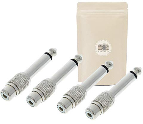 Adaptout X4 Adaptateur Prise Gros Jack 6.35mm Male vers Fiche RCA Femelle Connecteur Audio Mono Marque FRANÇAISE