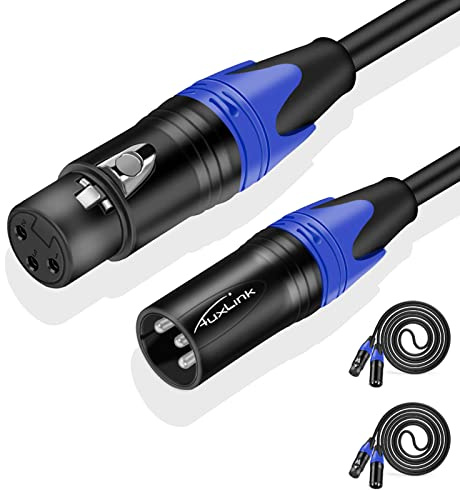 AuxLink 25ft XLR Cable 2 Pack - Balanced Speaker & Microphone Cable for Microphones, Speakers, Radio Stations